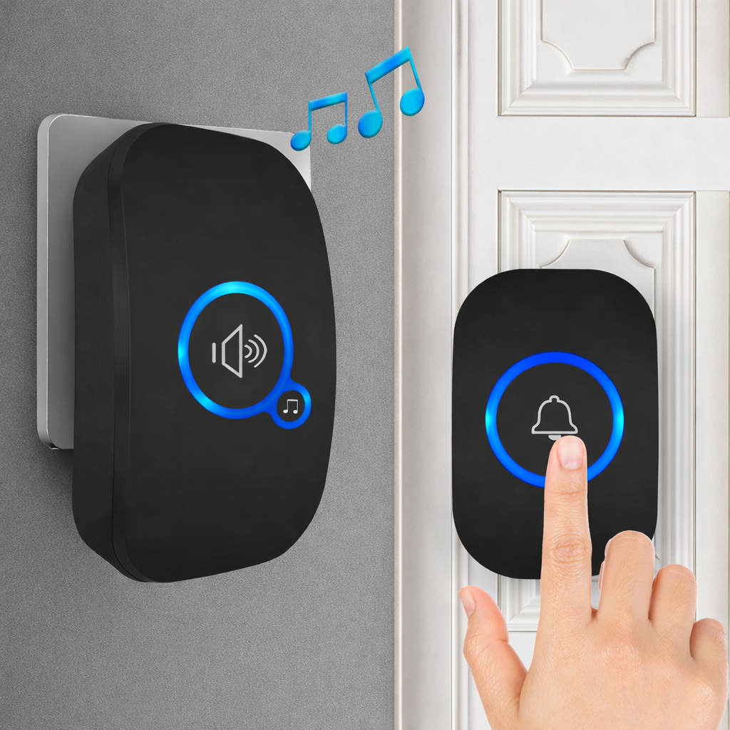 Wireless Doorbell with Plug-In Receiver | Long Range Waterproof Door Chime for Home