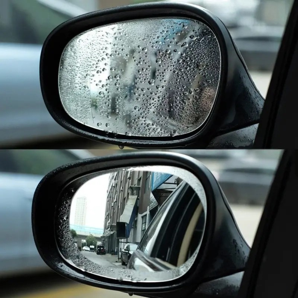 Car Side Mirror Rain Repellent Film – Set of 2 | Anti-Rain Hydrophobic Mirror Protection for Clear Driving View