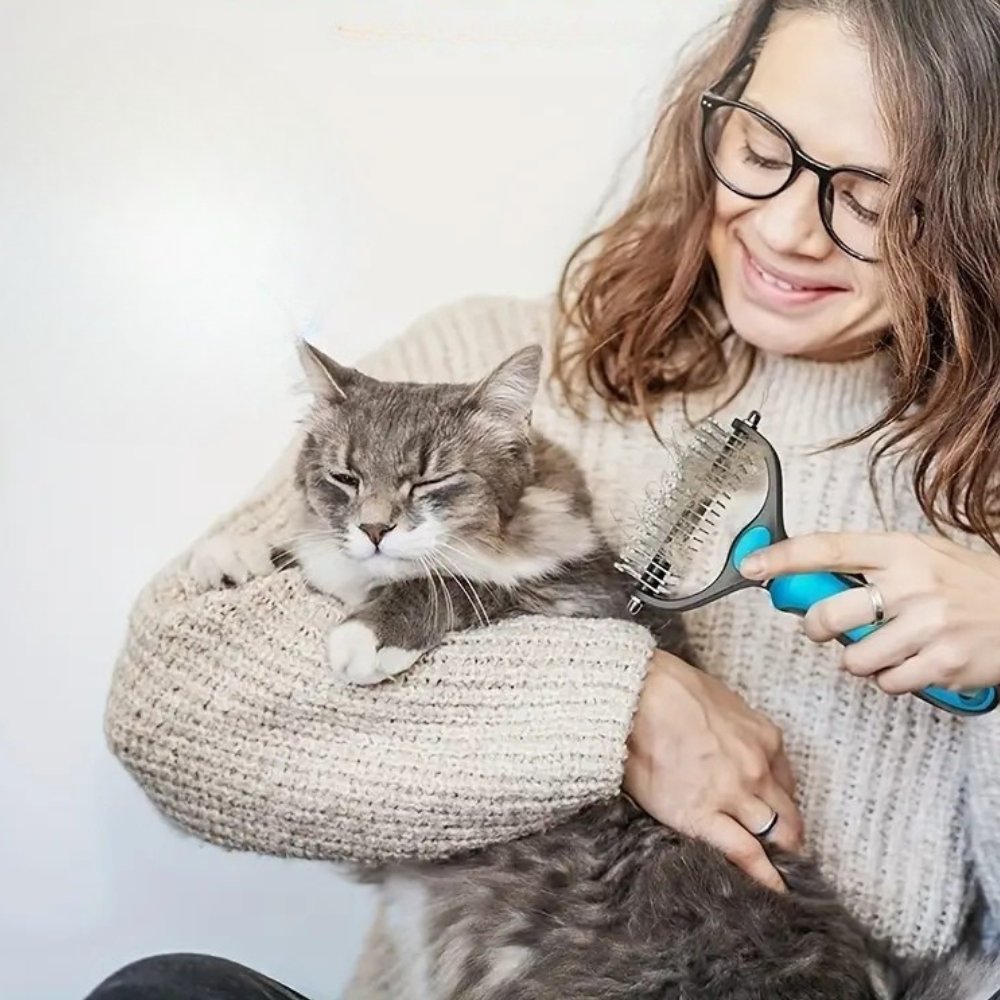 Pet Deshedding Brush | Detangling & Hair Removal Grooming Brush for Dogs & Cats
