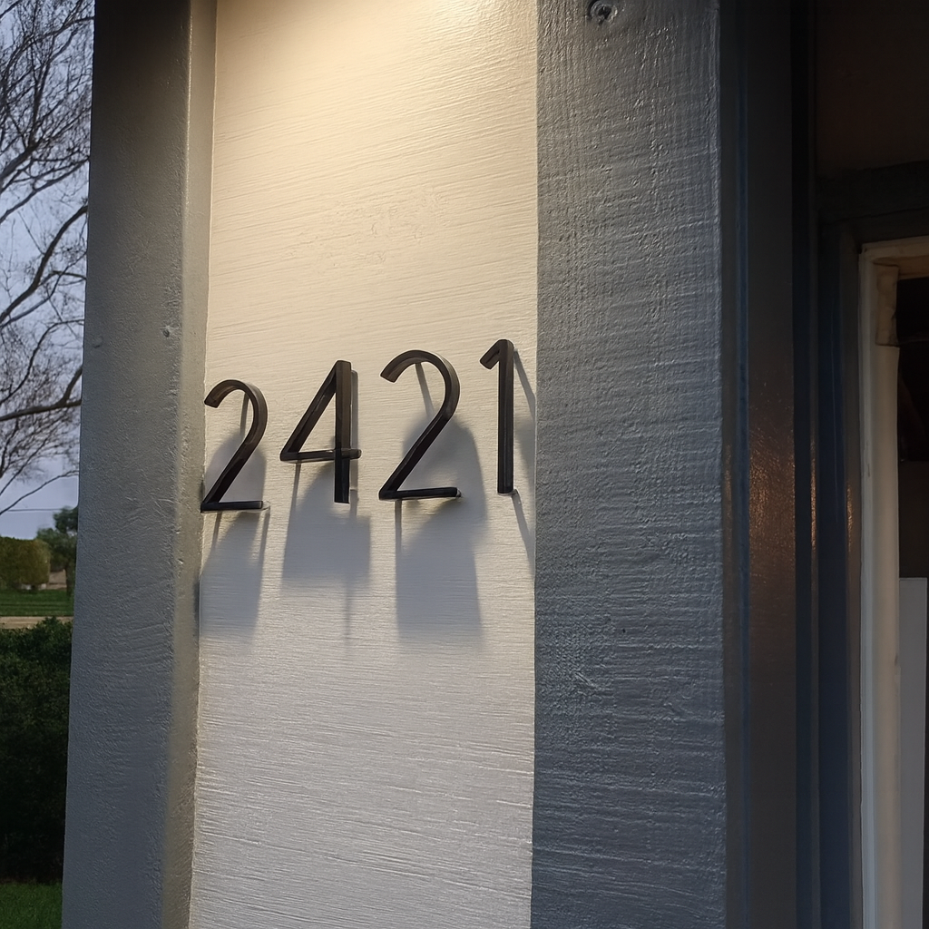 Modern House Number Plaque | Black Stainless Steel Exterior House Number Sign