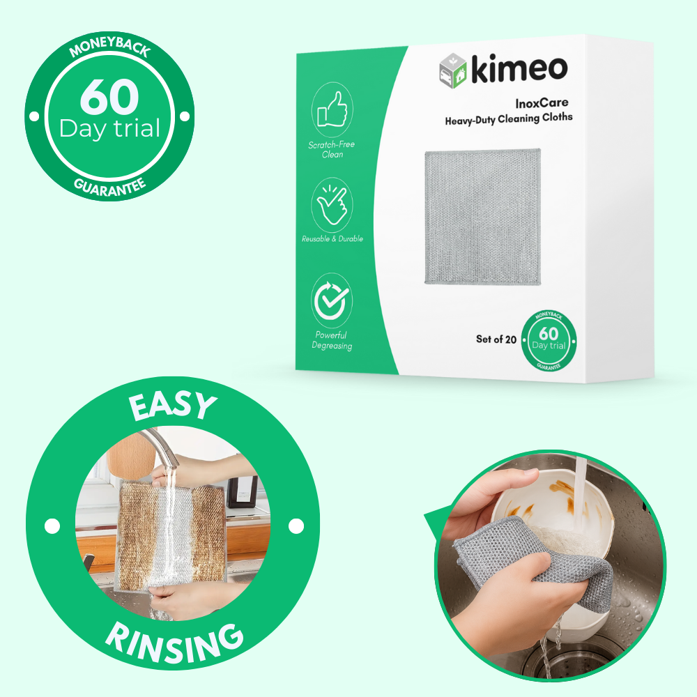 InoxCare Heavy-Duty Cleaning Cloths | Reusable Stainless Steel Cleaning Cloths for Kitchen, Sink & Appliances