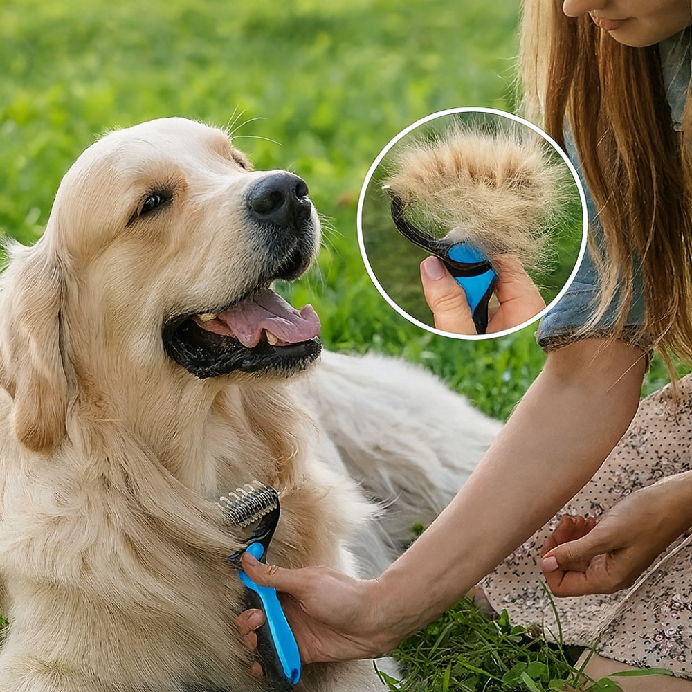 Pet Deshedding Brush | Detangling & Hair Removal Grooming Brush for Dogs & Cats