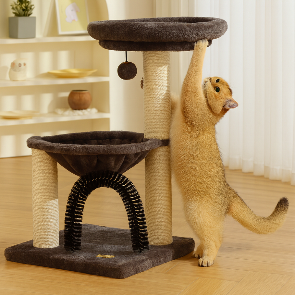 Interactive Cat Play Tower with Scratching Post | Multi-Activity Cat Tower with Rotating Balls for Indoor Cats