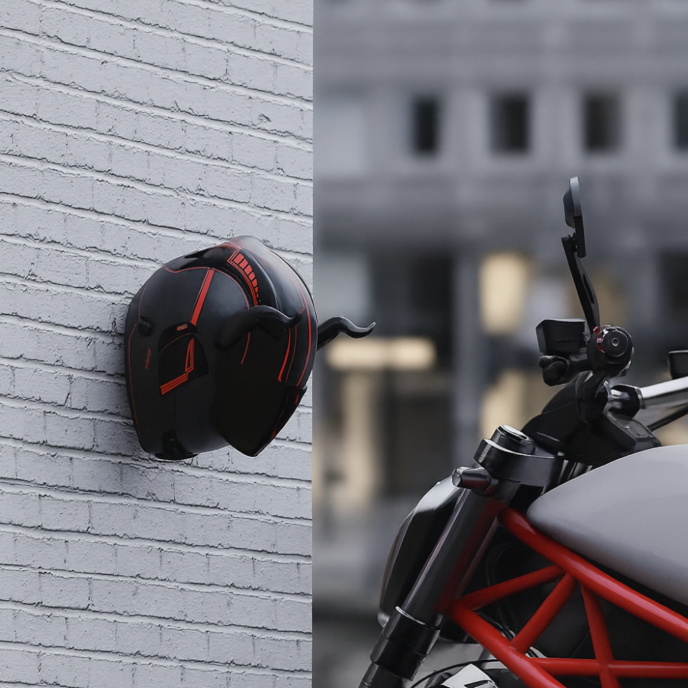 Motorcycle Helmet Wall Mount Hook | Wall-Mounted Helmet Holder for Garage & Home Storage