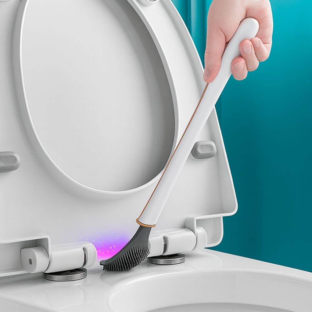 Silicone Toilet Brush | Hygienic Flexible Toilet Brush & Quick-Dry Holder, Anti-Drip Bathroom Cleaning Set
