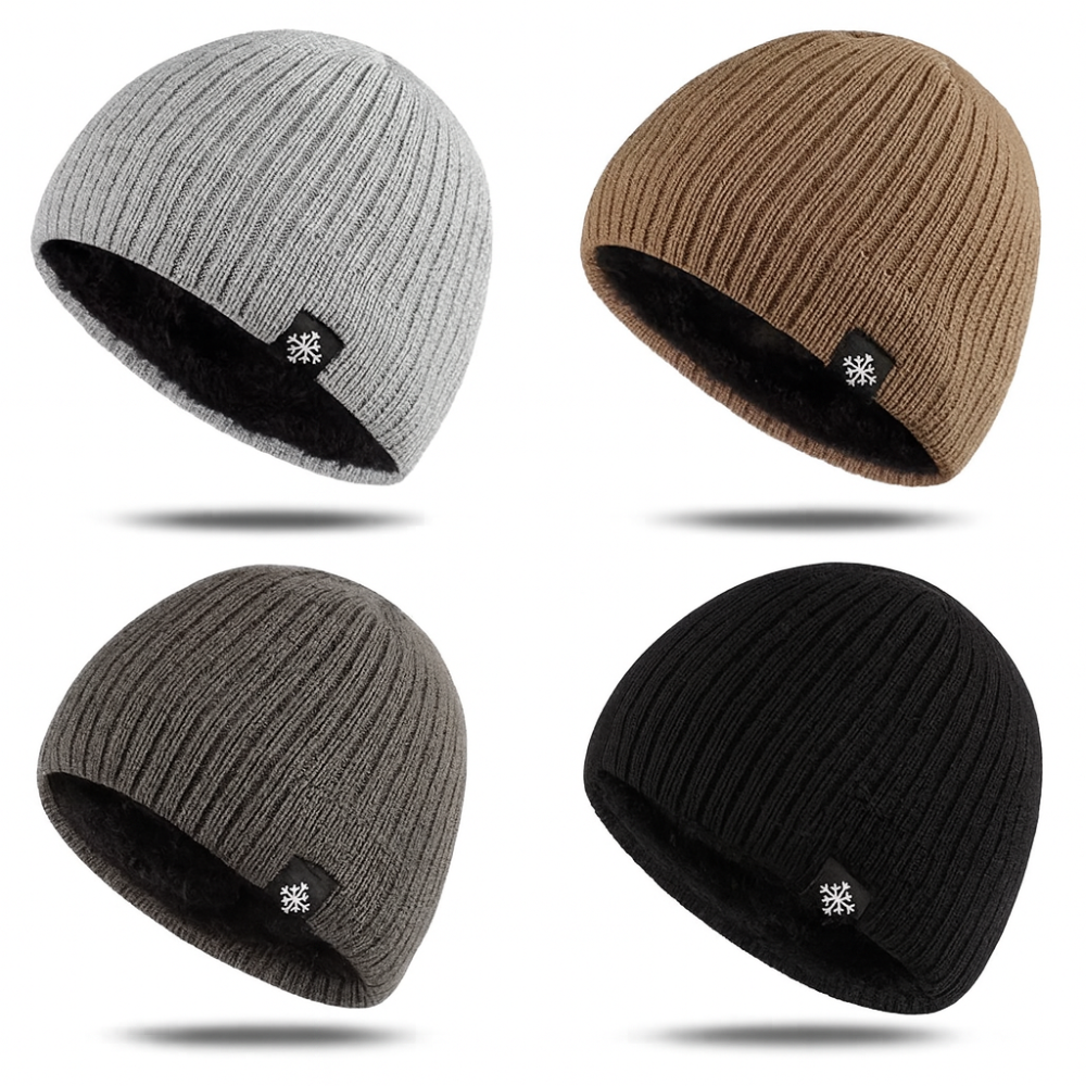 Men’s Fleece-Lined Knitted Beanie | Warm Thermal Winter Beanie Hat for Cold Weather