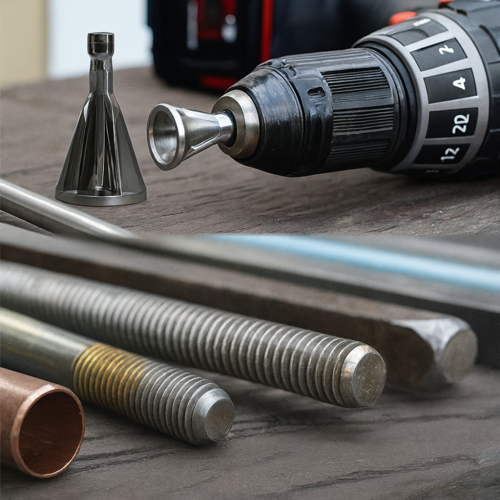 Drill Mounted Deburring Tool | Metal Chamfer & Edge Finishing Attachment for Electric Drills