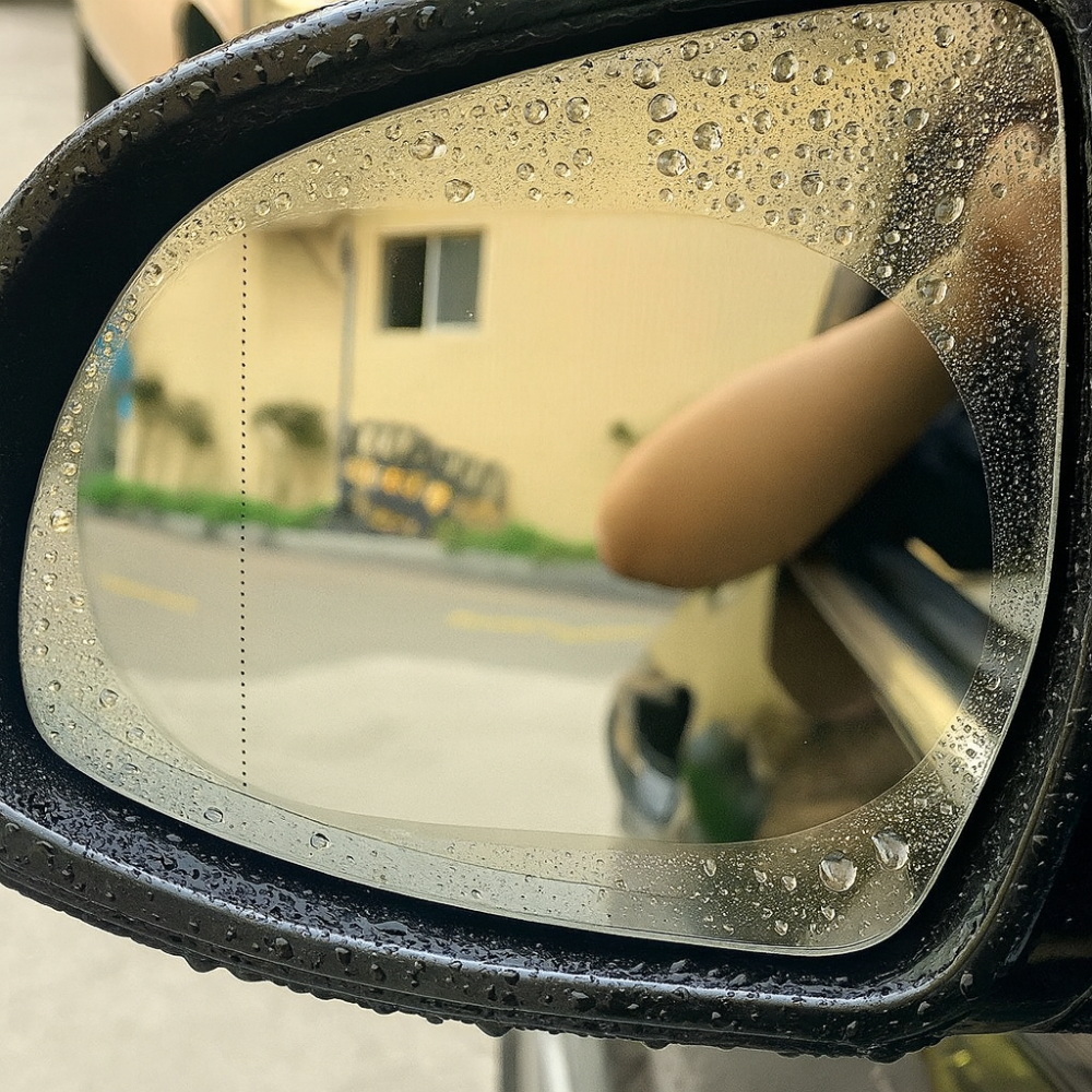 Car Side Mirror Rain Repellent Film – Set of 2 | Anti-Rain Hydrophobic Mirror Protection for Clear Driving View