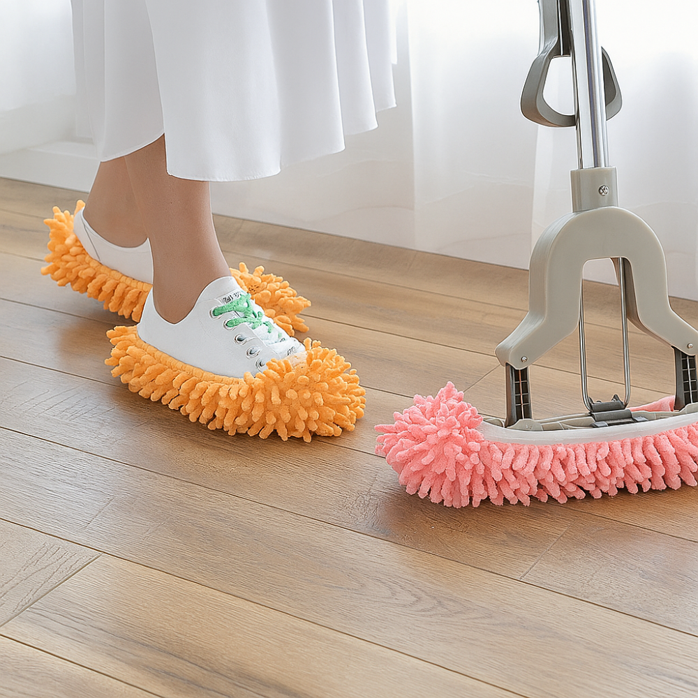 CleanStep™ Mop Slippers | Microfibre Floor Cleaning Slippers for Dusting & Polishing at Home
