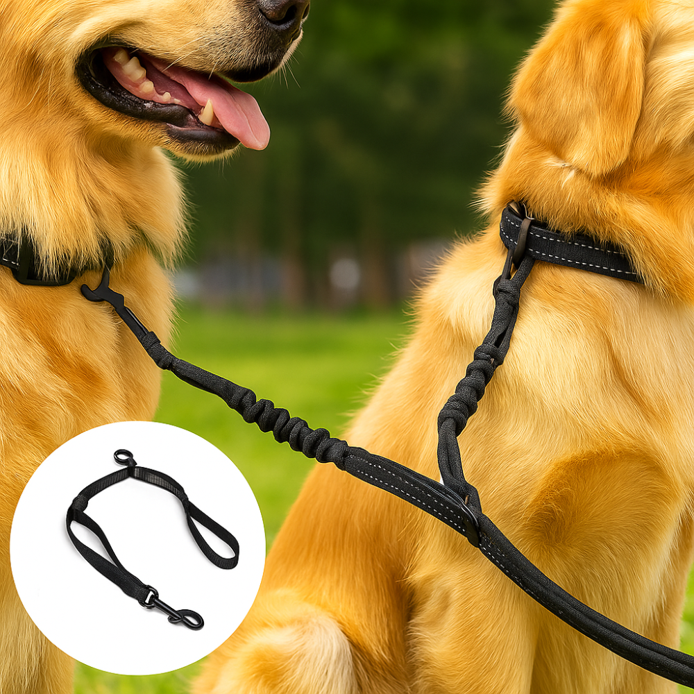 Dual Dog Lead with 360° Tangle-Free Swivel | Adjustable Double Dog Leash with Reflective Design
