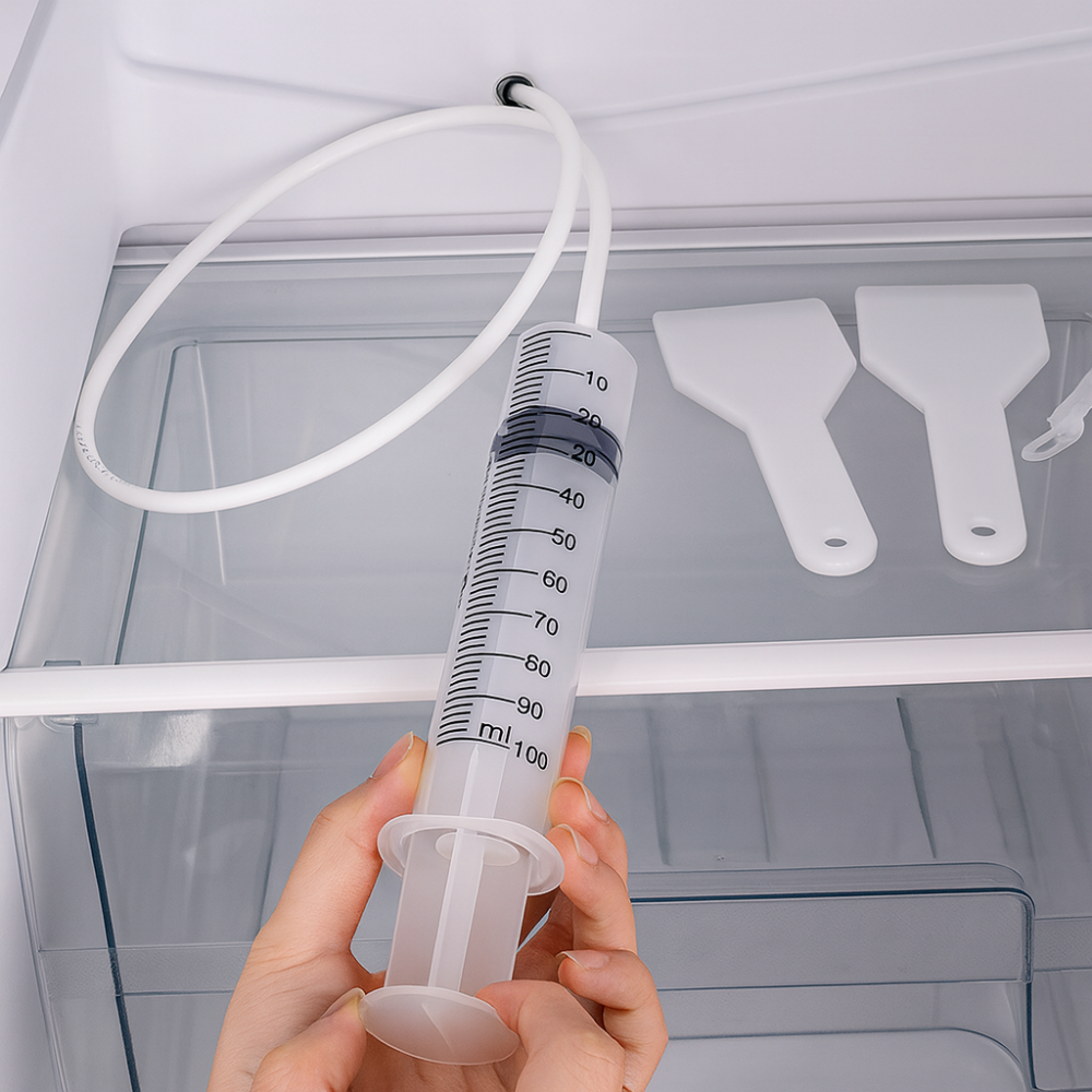Fridge Drain Cleaning Kit | Refrigerator Drain Hole Unblocker Syringe & Tube for Leak Prevention