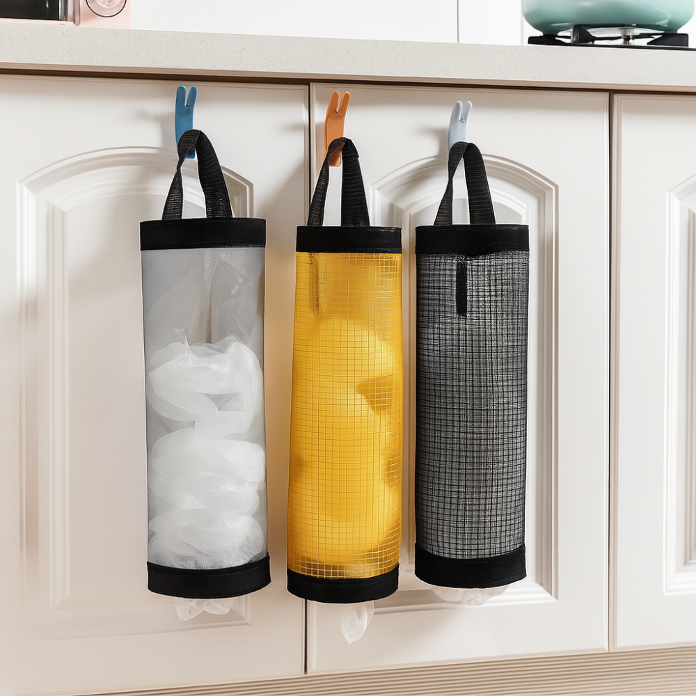 Wall-Mount Bin Bag Dispenser | Wall-Mounted Bin Bag Dispenser Holder for Kitchen Cupboard Door