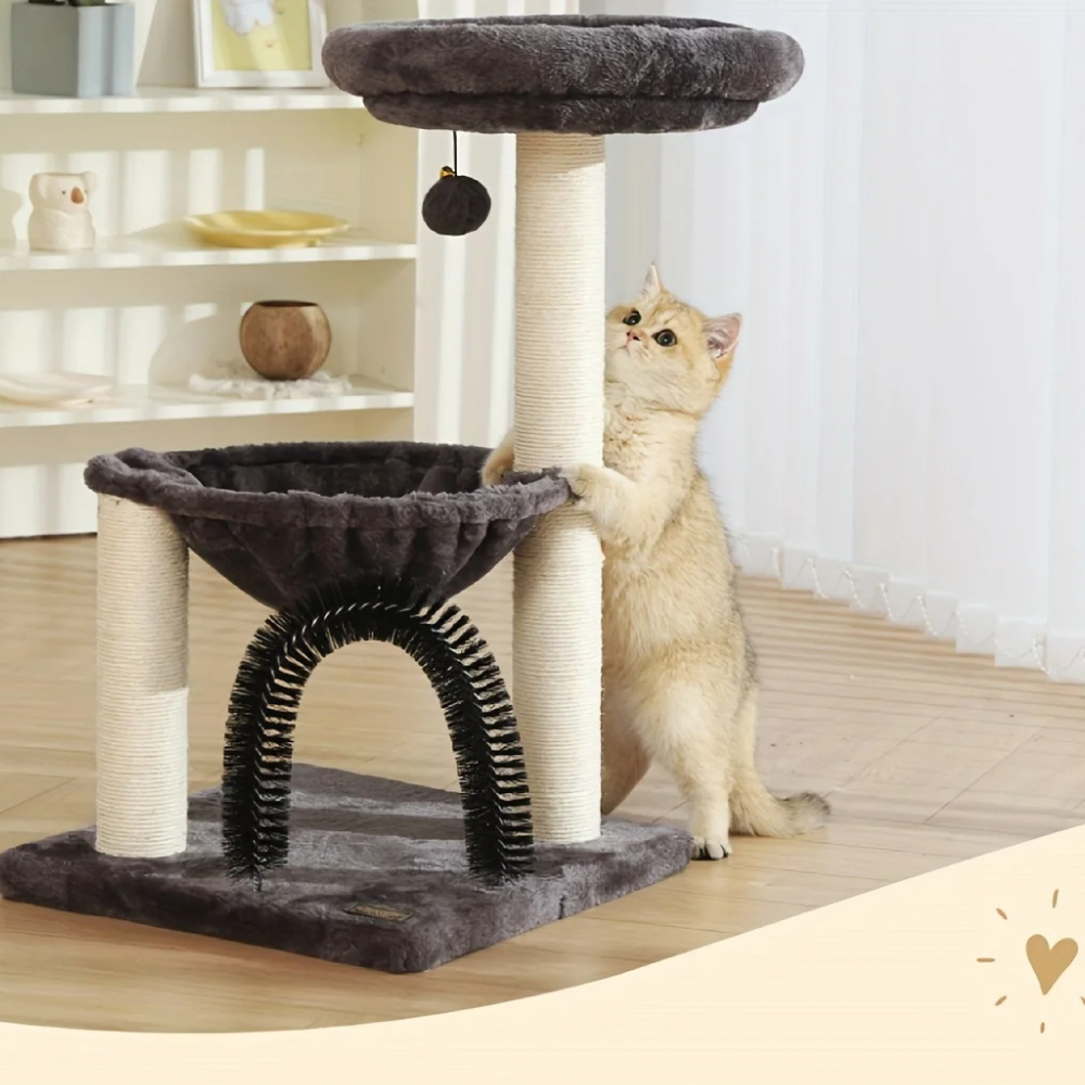 Interactive Cat Play Tower with Scratching Post | Multi-Activity Cat Tower with Rotating Balls for Indoor Cats