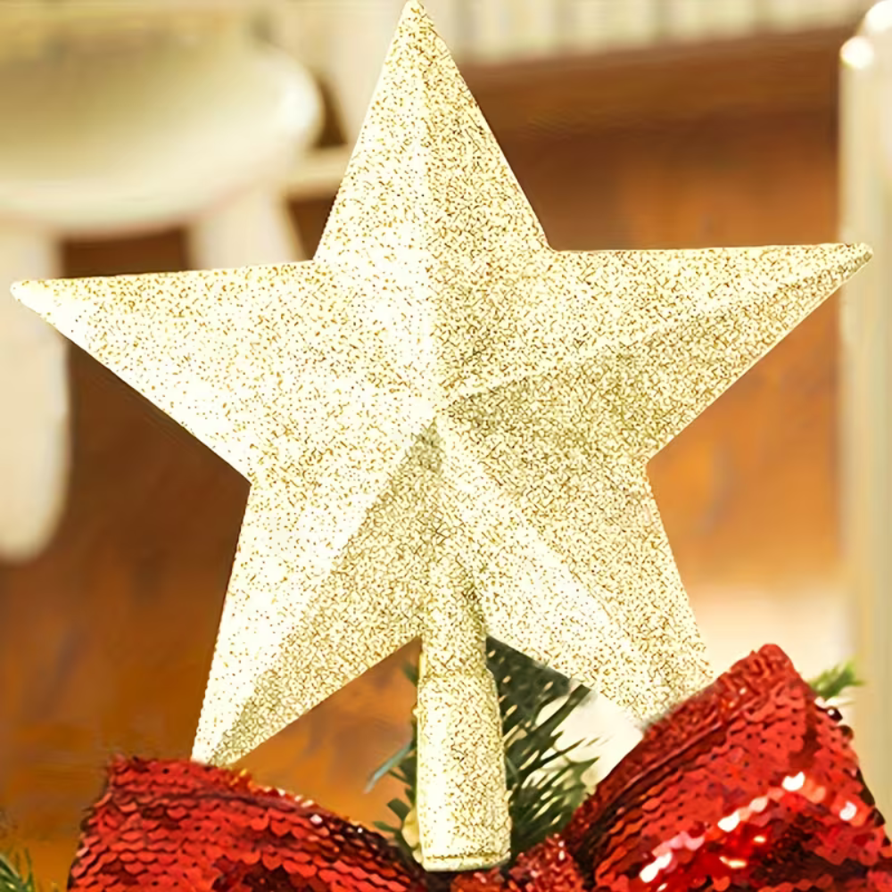 Christmas Tree Star Topper | Decorative Glitter Star for Christmas Tree