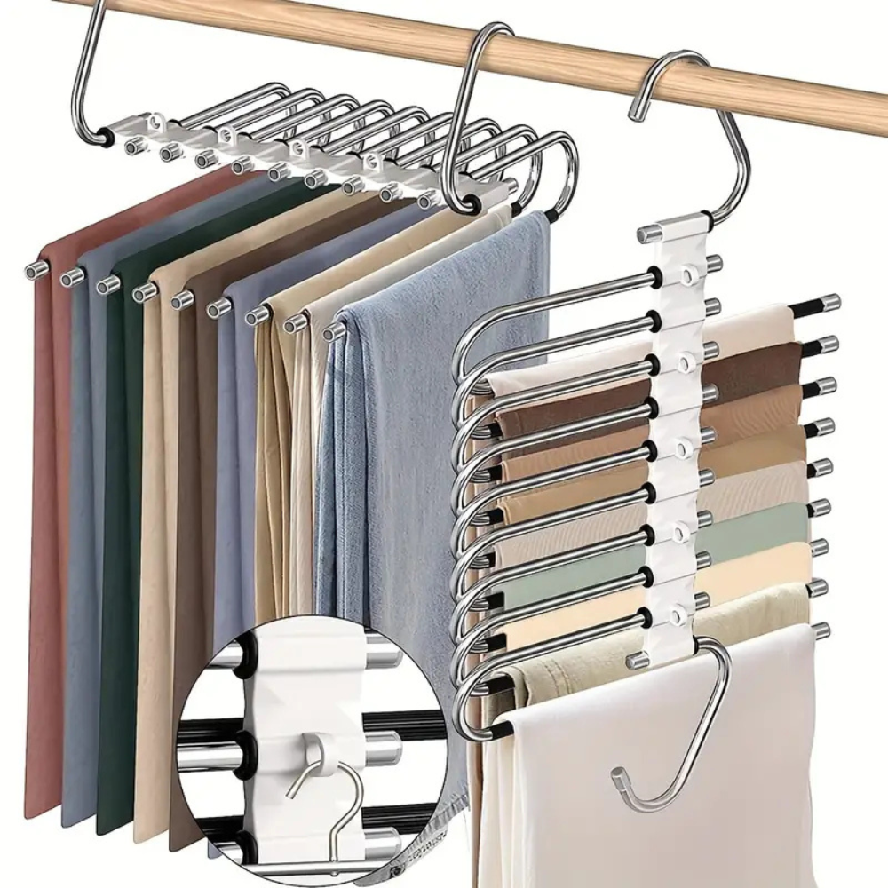 5-Tier Trouser Hanger | Space Saving Multi-Layer Wardrobe Organiser for Trousers, Jeans & Scarves