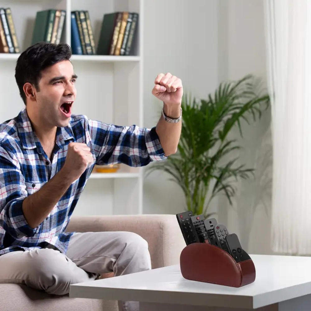 Multi-Remote Organiser | Leather Remote Control Holder for Living Room, Desk & TV Accessories