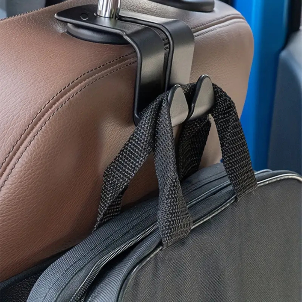 Car Seat Headrest Hooks – Set of 2 | Universal Back Seat Hooks for Bags, Handbags & Groceries