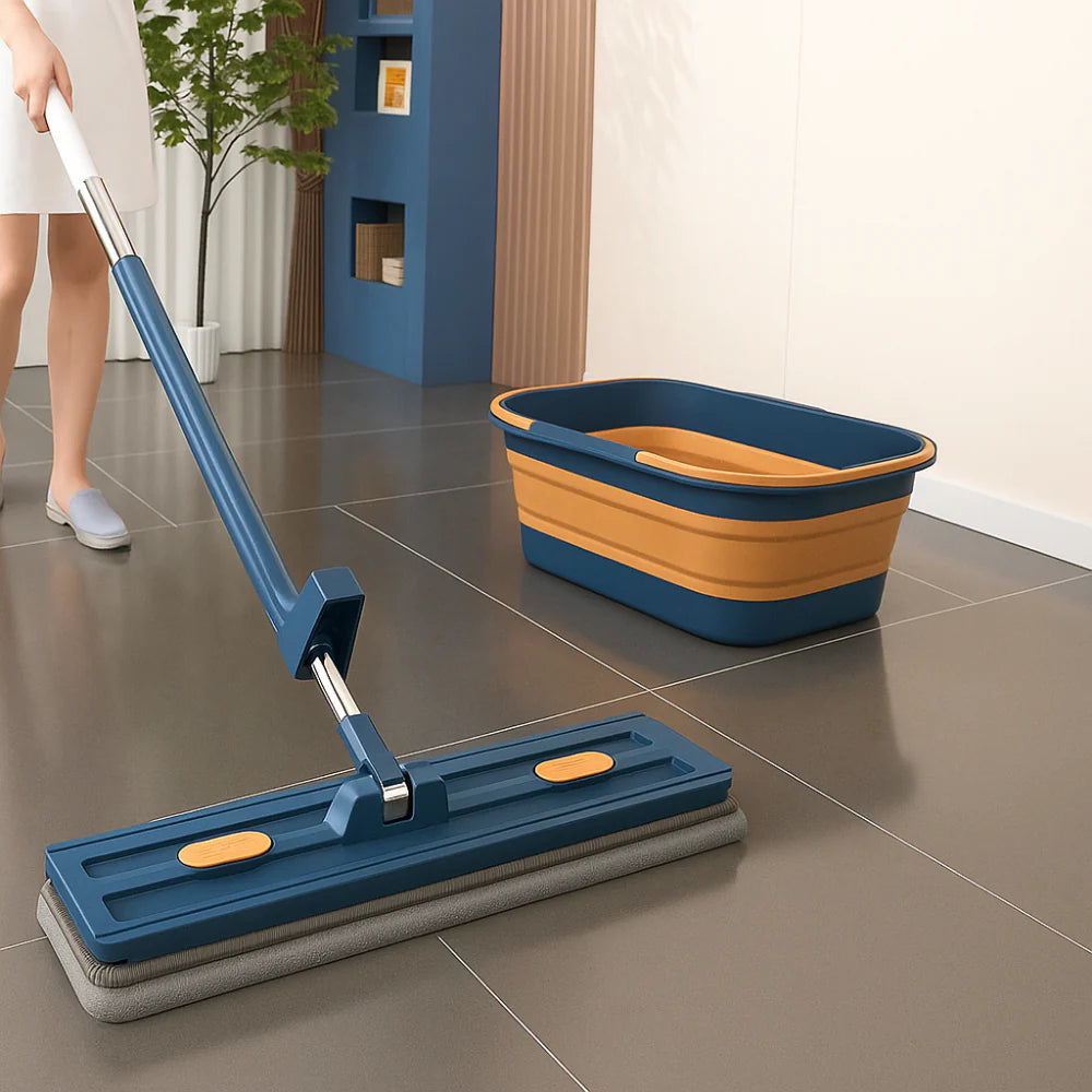 QuickDry Spin Mop | Rotating Flat Mop with Built-In Wringer & Microfibre Pads