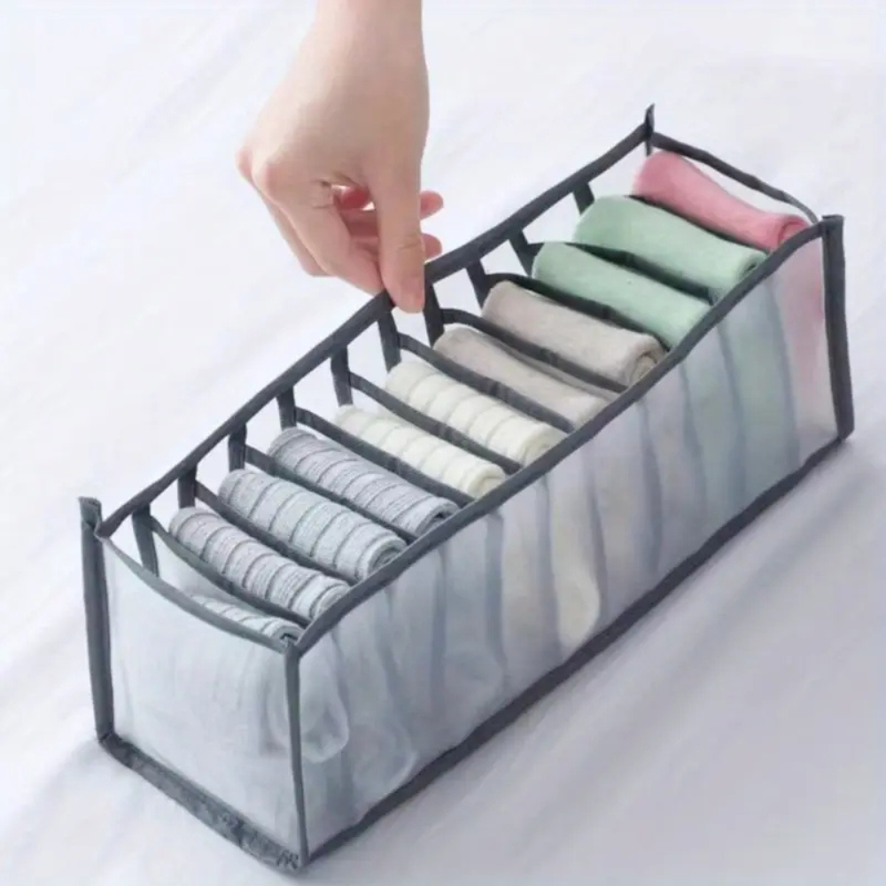 Foldable Underwear Storage Box with 11 Compartments – Fabric Drawer Organiser for Socks & Lingerie