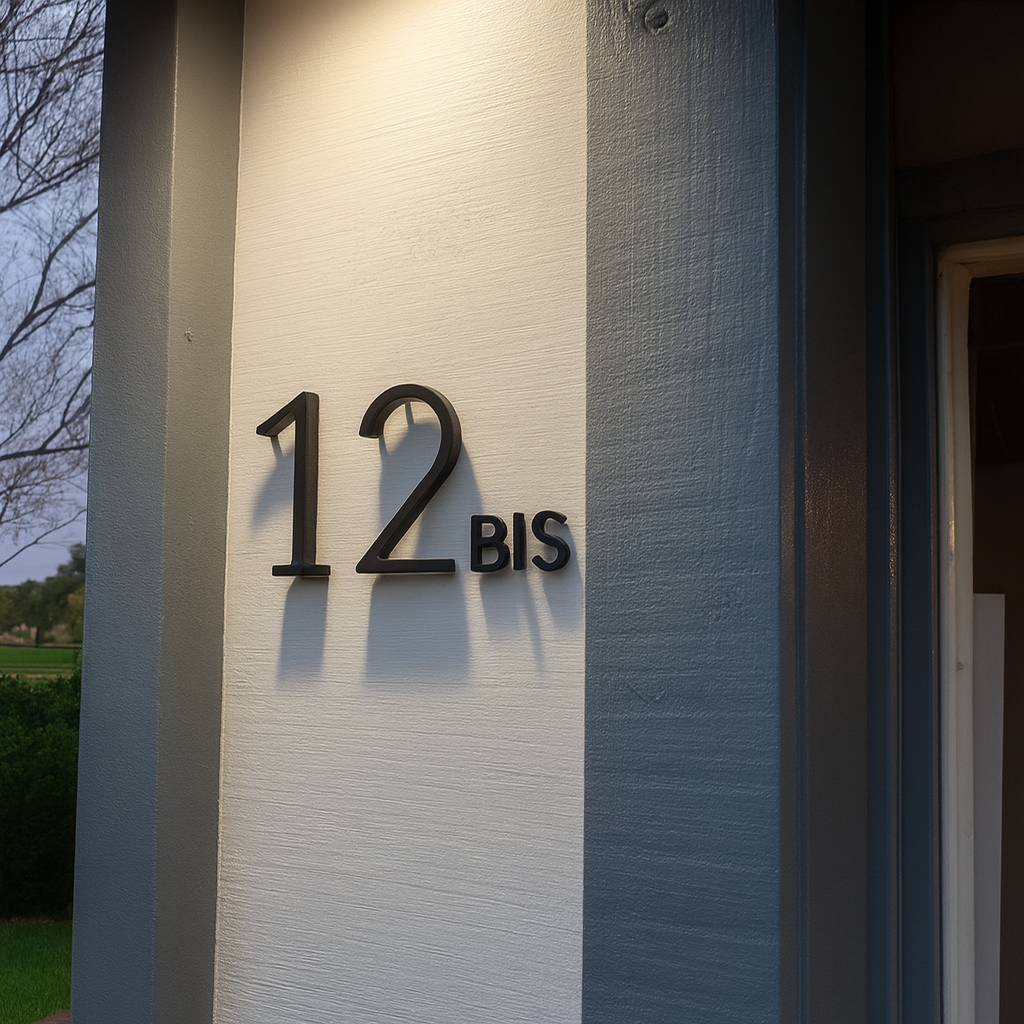 Modern House Number Plaque | Black Stainless Steel Exterior House Number Sign