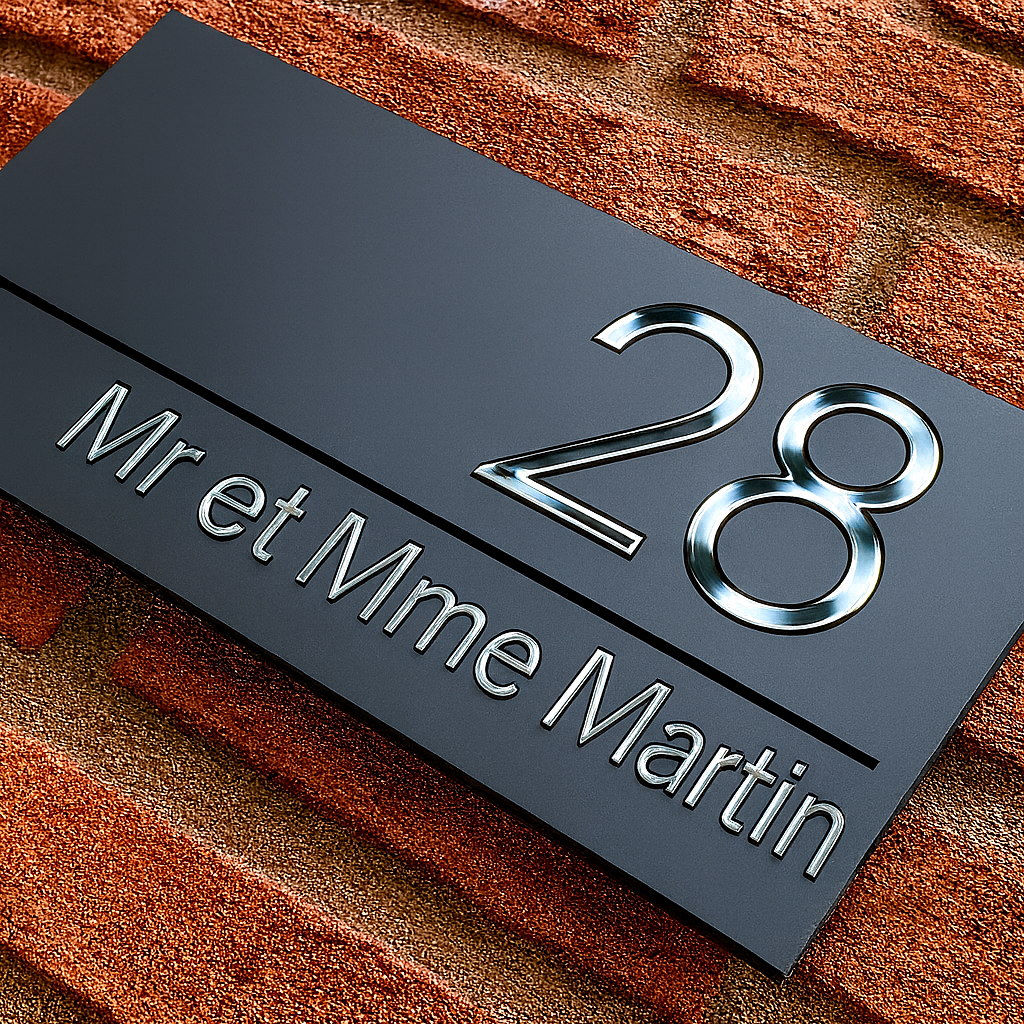 Modern Address Sign | Personalised House Number & Name Plaque with Strong Adhesive