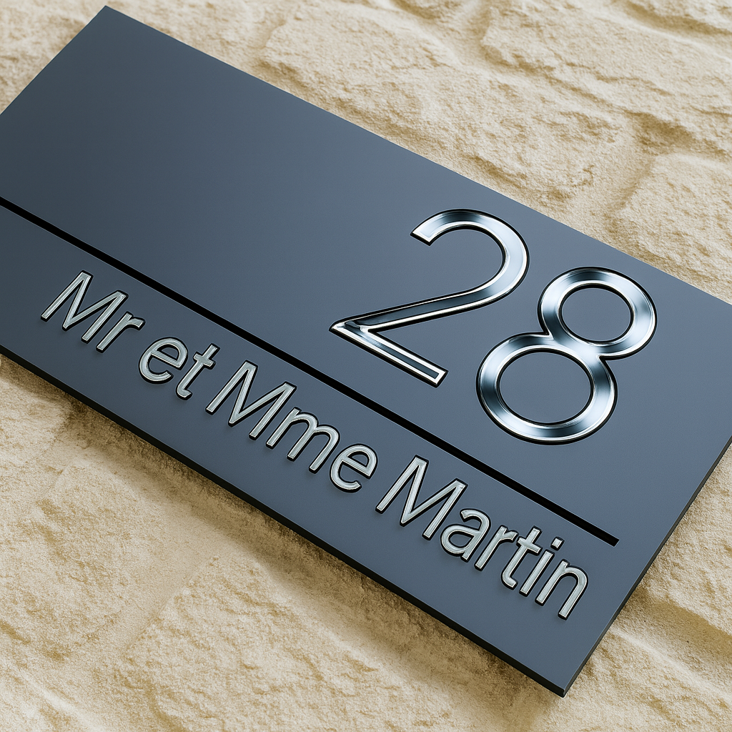 Modern Address Sign | Personalised House Number & Name Plaque with Strong Adhesive